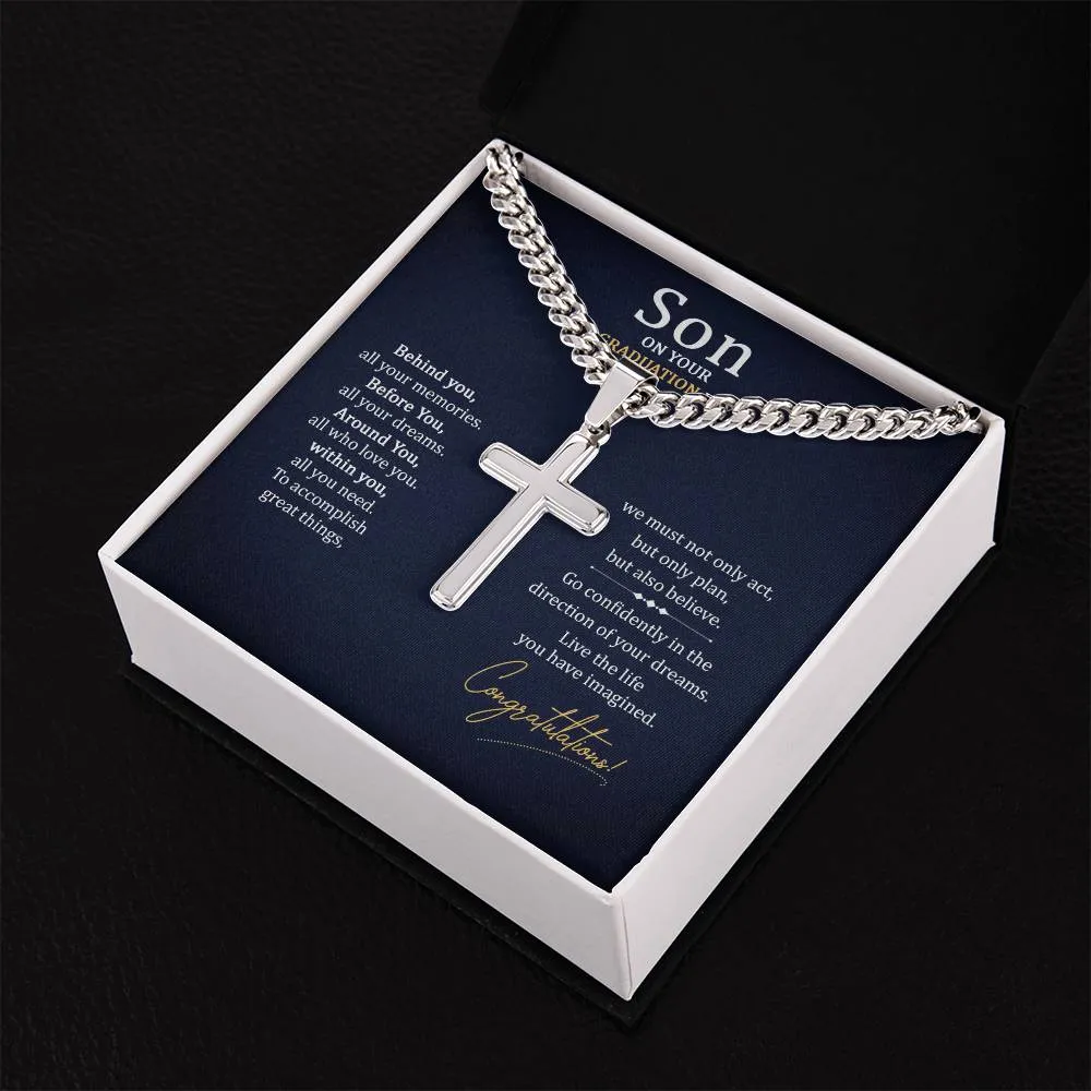 Graduation Gifts for Son from Mom - Graduation Gifts for Boys Cross Cuban Link Chain