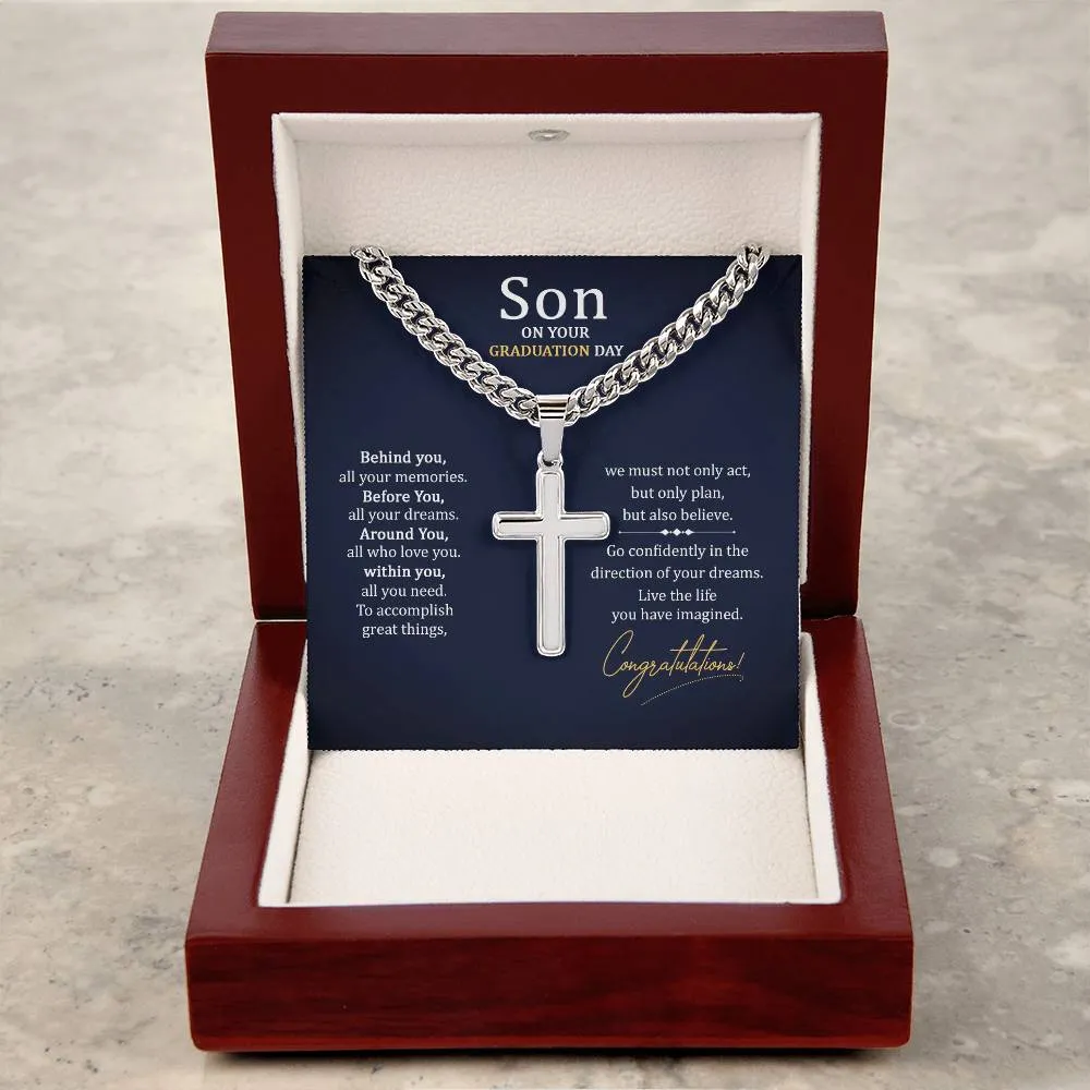 Graduation Gifts for Son from Mom - Graduation Gifts for Boys Cross Cuban Link Chain