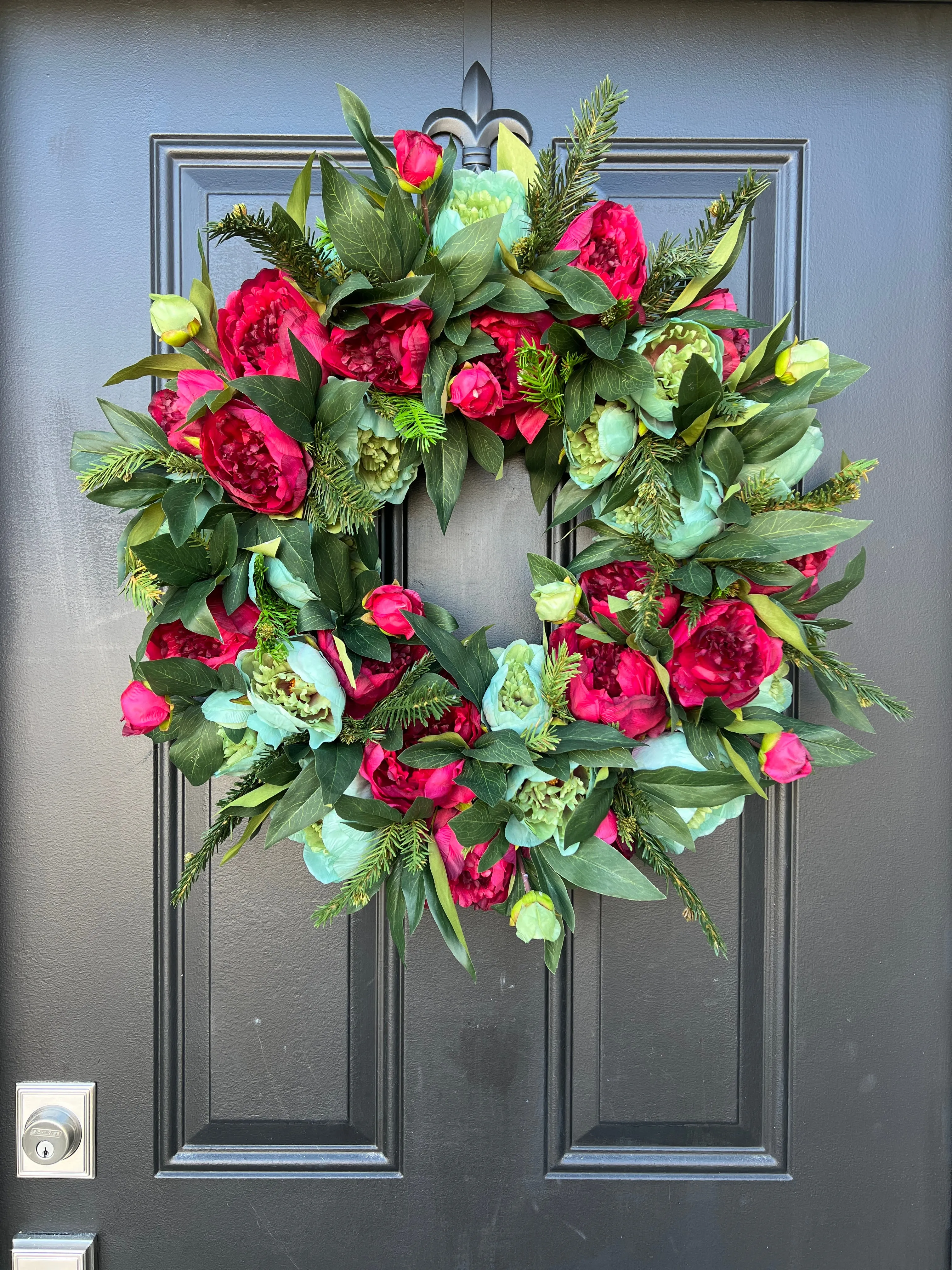 Holiday Pine and Peony Wreath