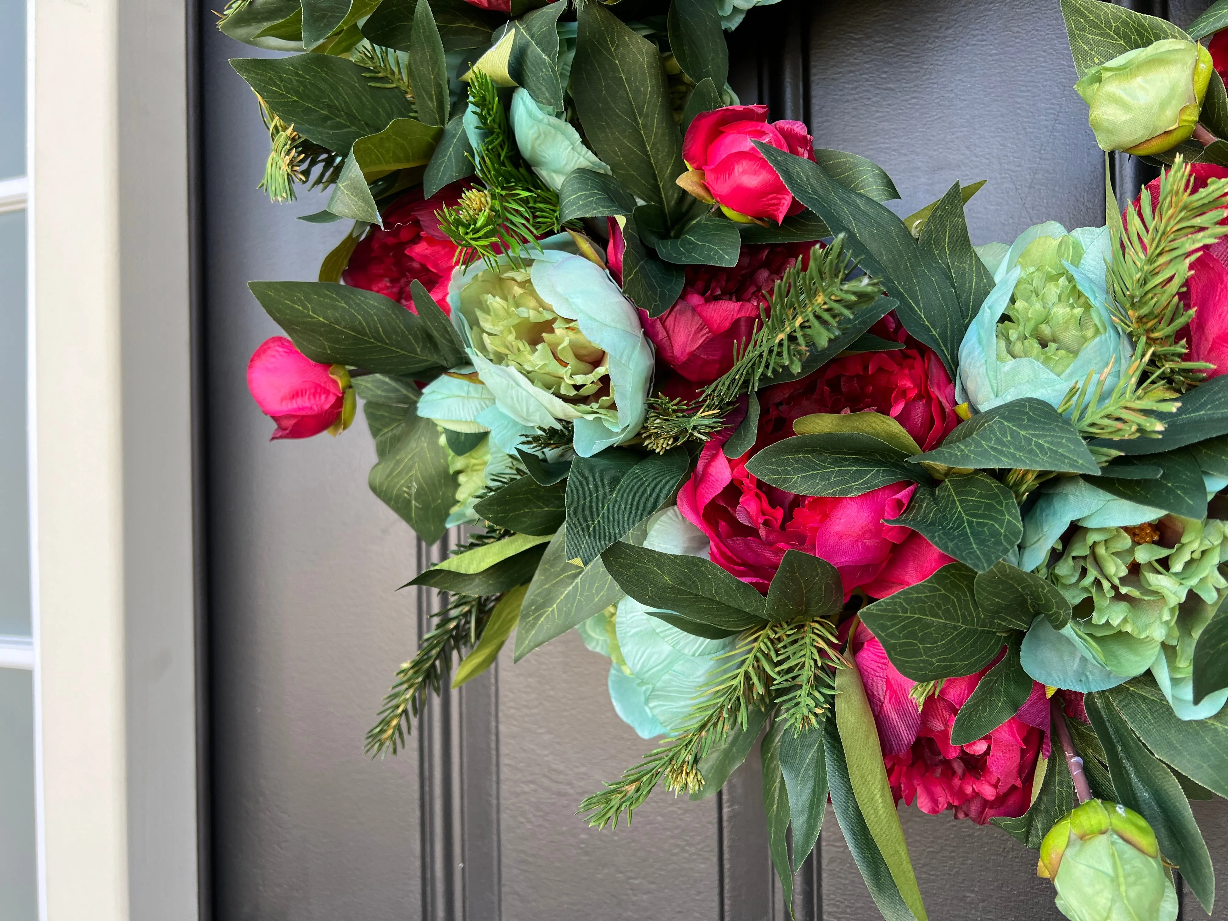 Holiday Pine and Peony Wreath