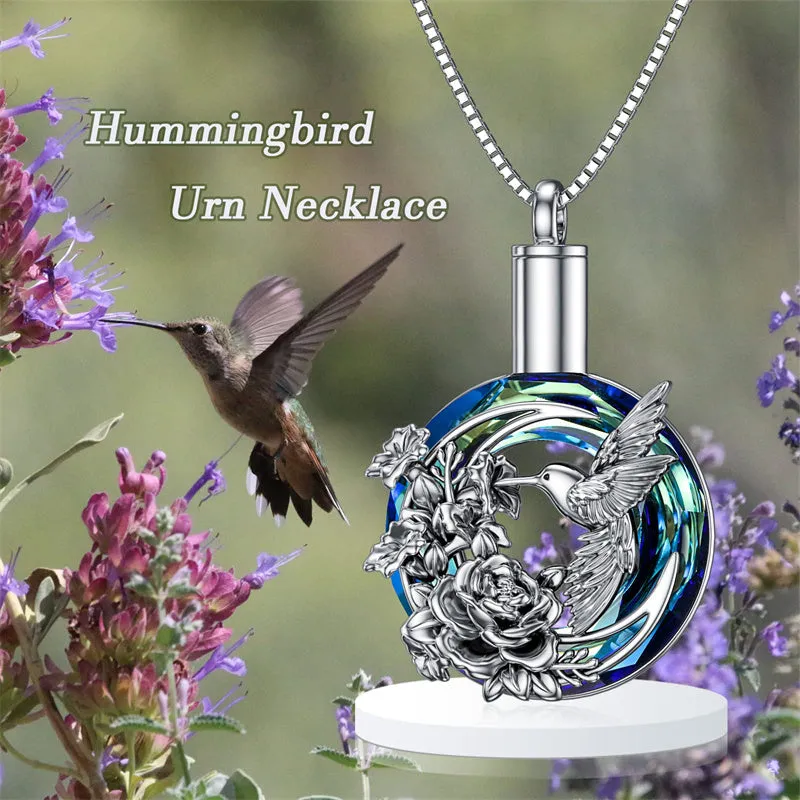 Hummingbird Urn Pendant Necklace S925 Sterling Silver Keepsake Memorial Remains Pendant for Women for Ashes