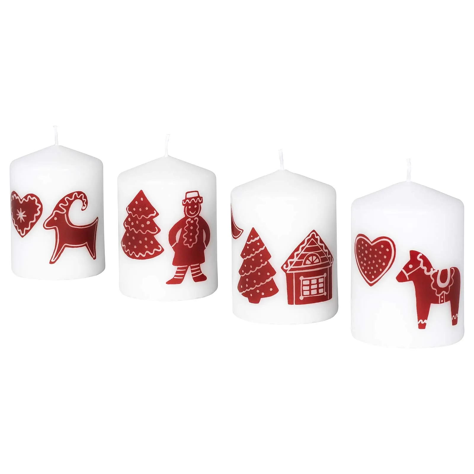 Ikea Unscented Block Candle, Gingerbread Pattern White/red8 cm (3 ¼")