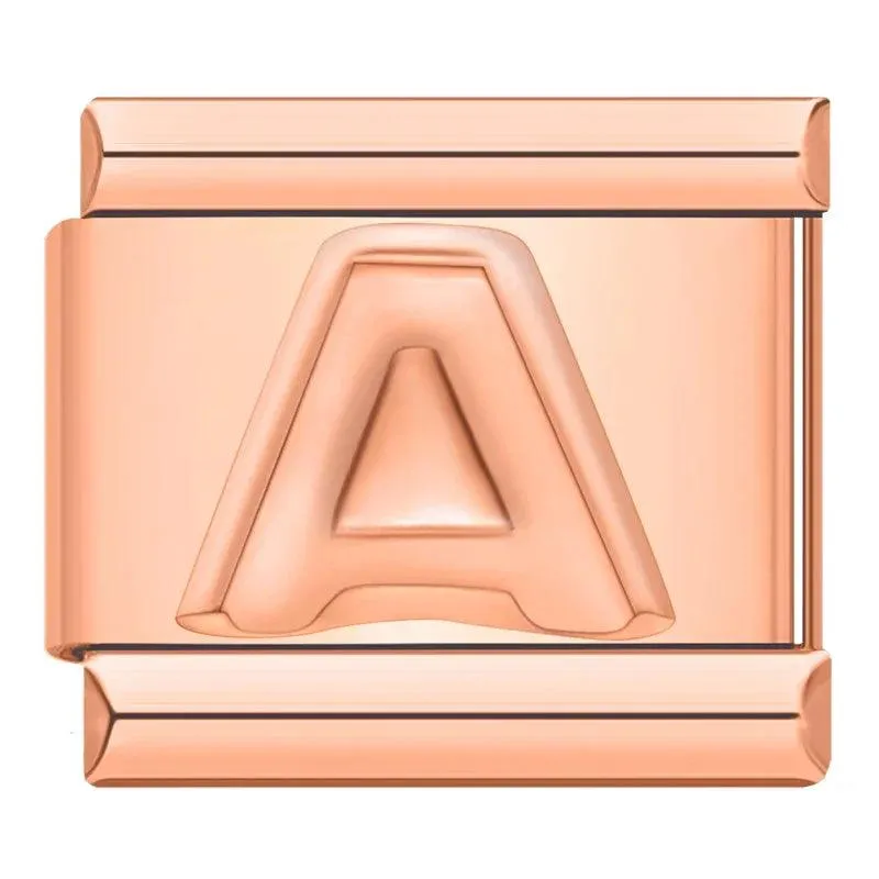 Letter A in Rose Gold, on Rose Gold