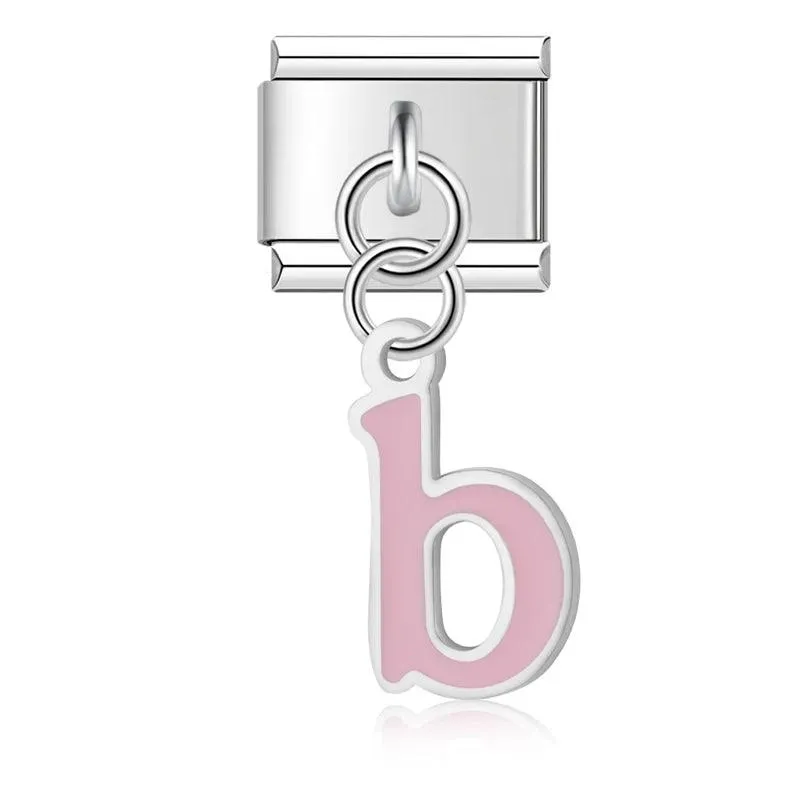 Letter B in Pink, on Silver