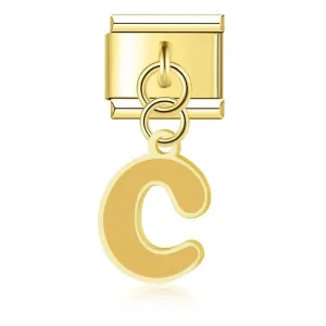 Letter C in Yellow, on Gold