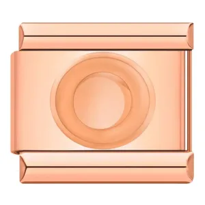 Letter O in Rose Gold, on Rose Gold