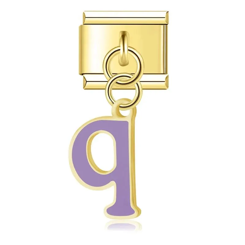 Letter Q in Purple, on Gold