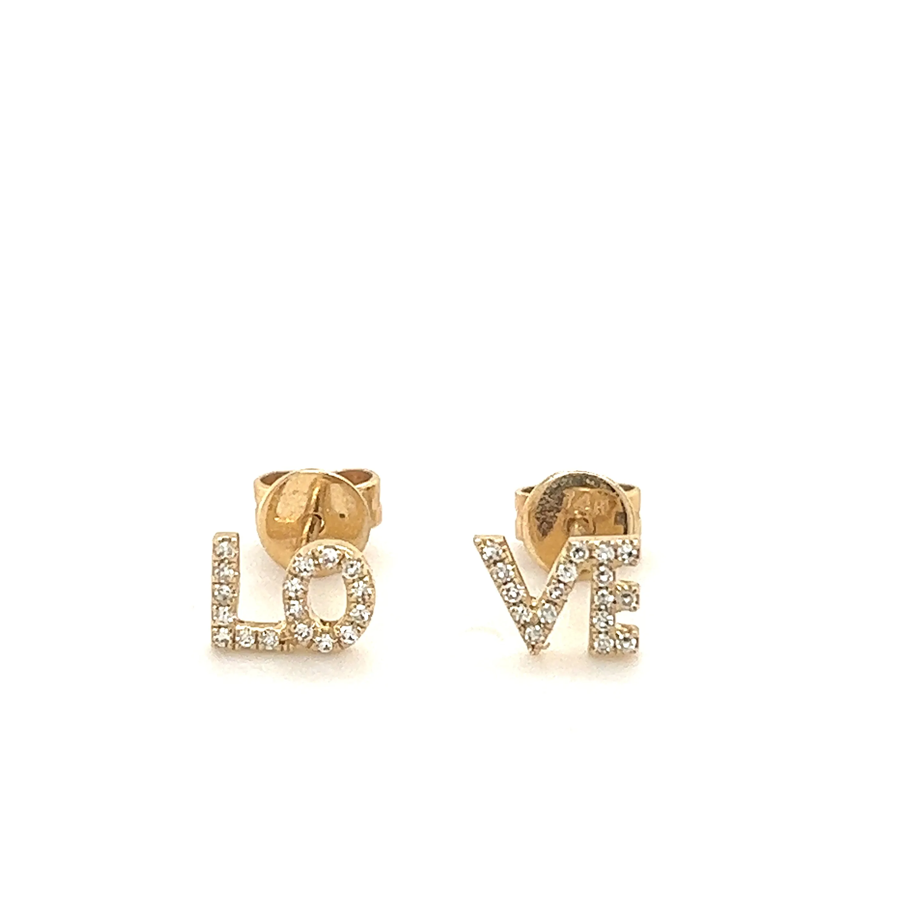 'Lo-ve Stud' 14kt Yellow Gold with Diamonds