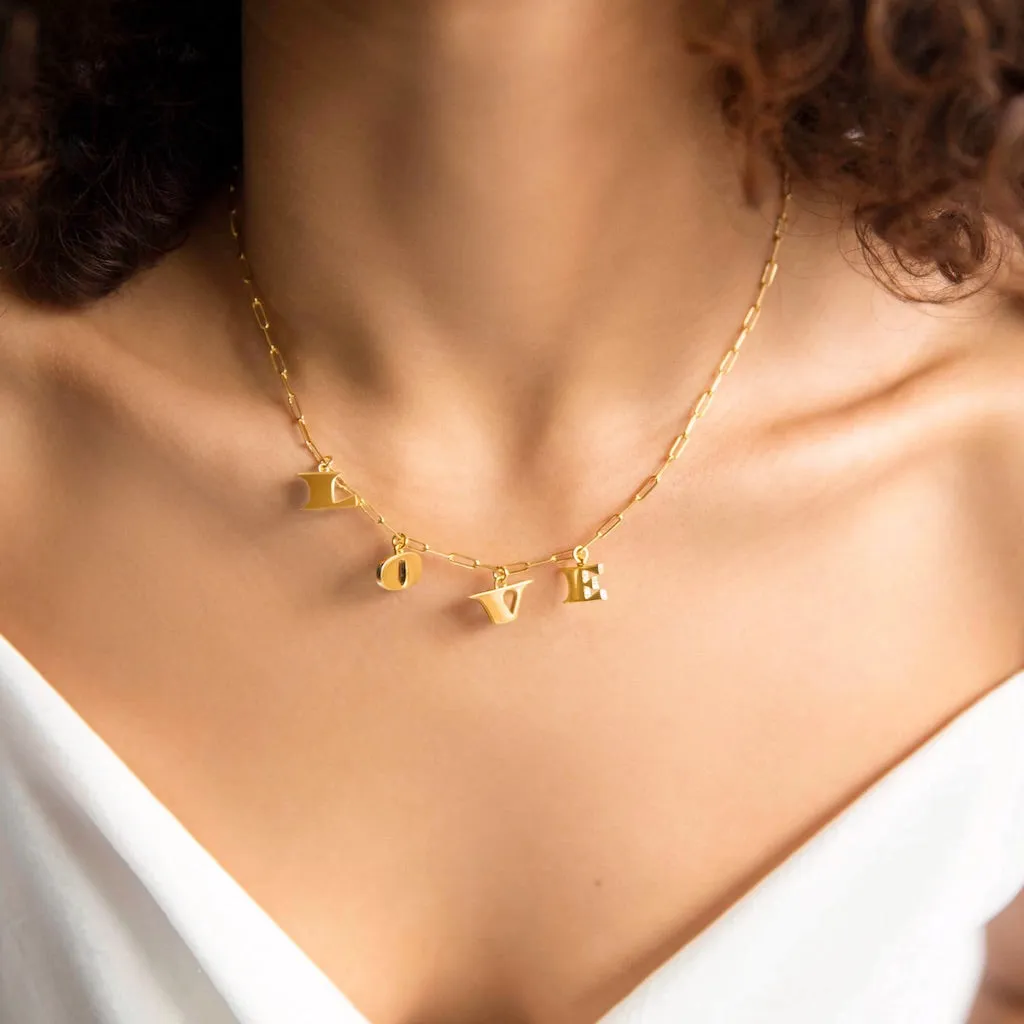 LOVE Letters Necklace - Gold