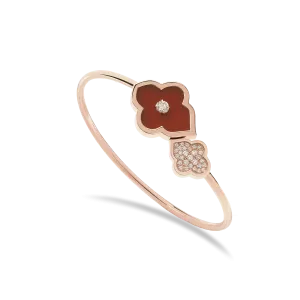 LUCE COLOUR - BRACELET FLEX TOI ET MOI S-M ROSE GOLD PAVE CORNELIAN & 1 DIAMOND