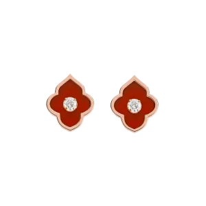 LUCE COLOUR - EARRINGS ROSE GOLD CORNELIAN & 2 DIAMONDS S