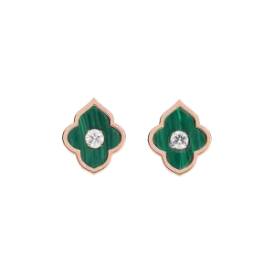 LUCE COLOUR - EARRINGS ROSE GOLD MALACHITE & 2 DIAMONDS S