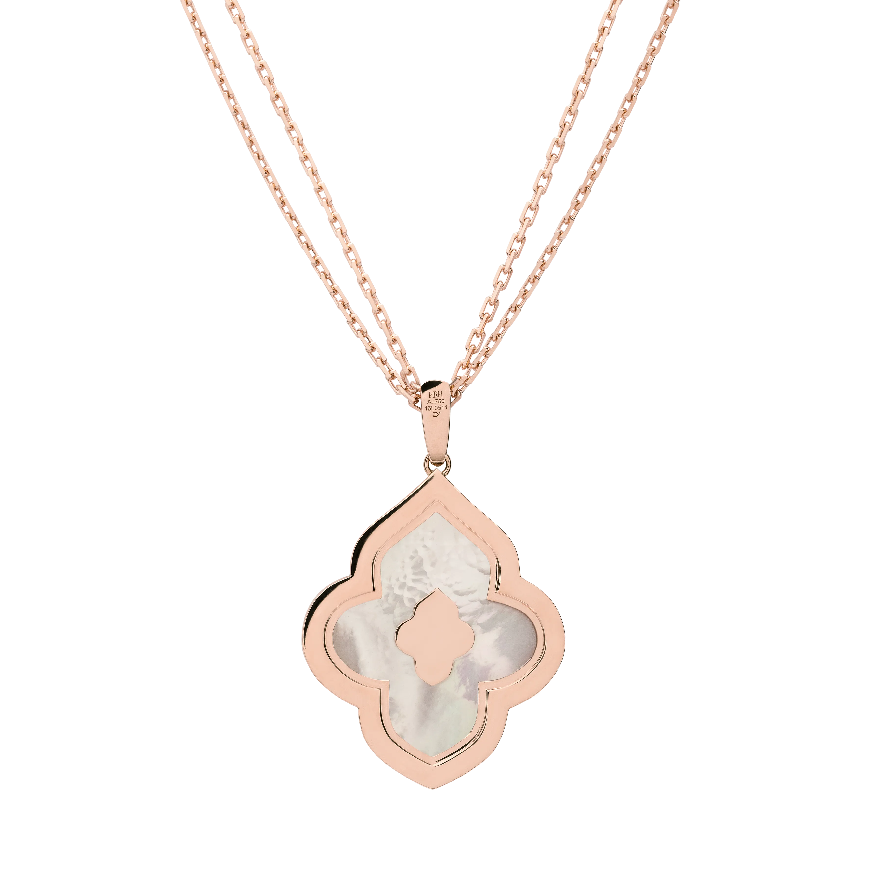 LUCE COLOUR - PENDANT SEMI PAVE ROSE GOLD MOTHER OF PEARL & 4 DIAMONDS L