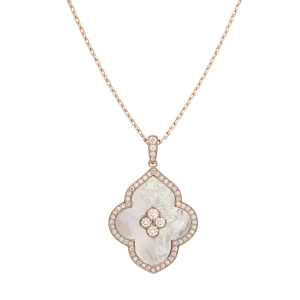 LUCE COLOUR - PENDANT SEMI PAVE ROSE GOLD MOTHER OF PEARL & 4 DIAMONDS L