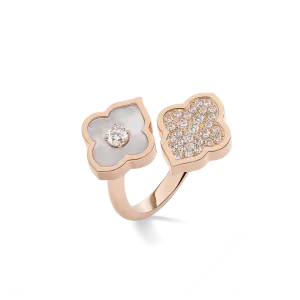 LUCE COLOUR - RING TOI ET MOI ROSE GOLD PAVE MOTHER OF PEARL & 1 DIAMOND