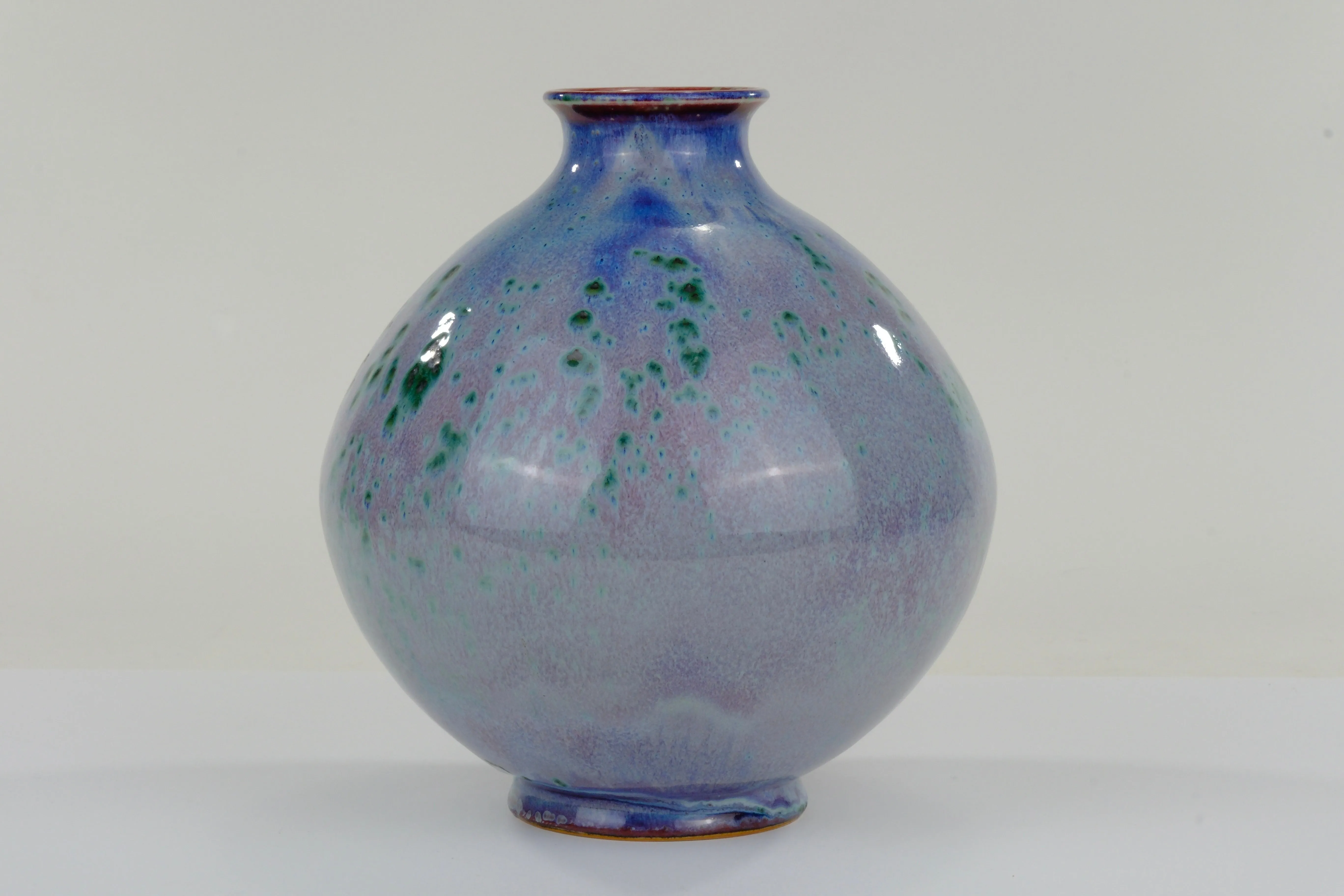 Matsuyama Gaei Peacock Glaze Vase Japanese Hand Thrown w/ Box 13"H