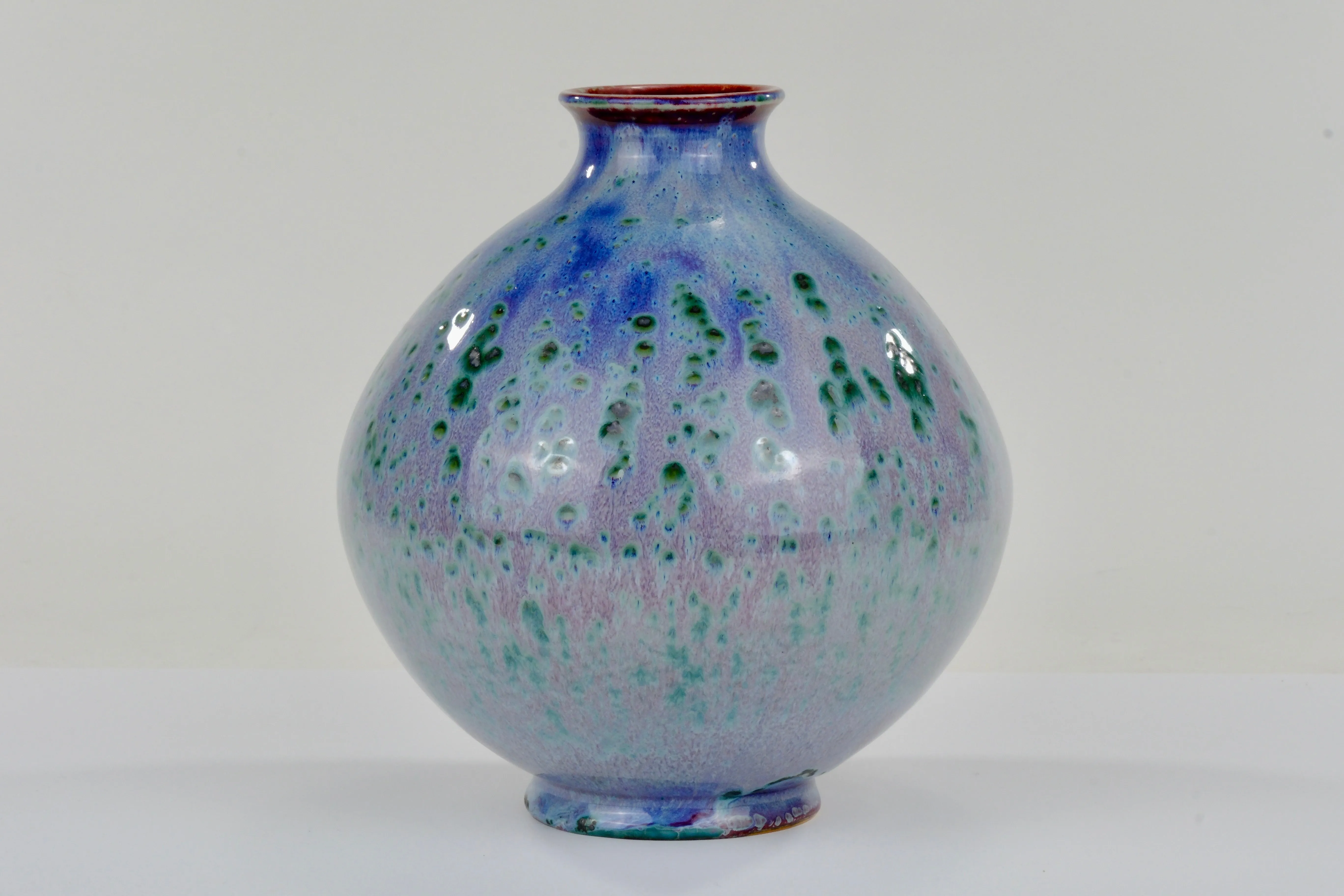 Matsuyama Gaei Peacock Glaze Vase Japanese Hand Thrown w/ Box 13"H