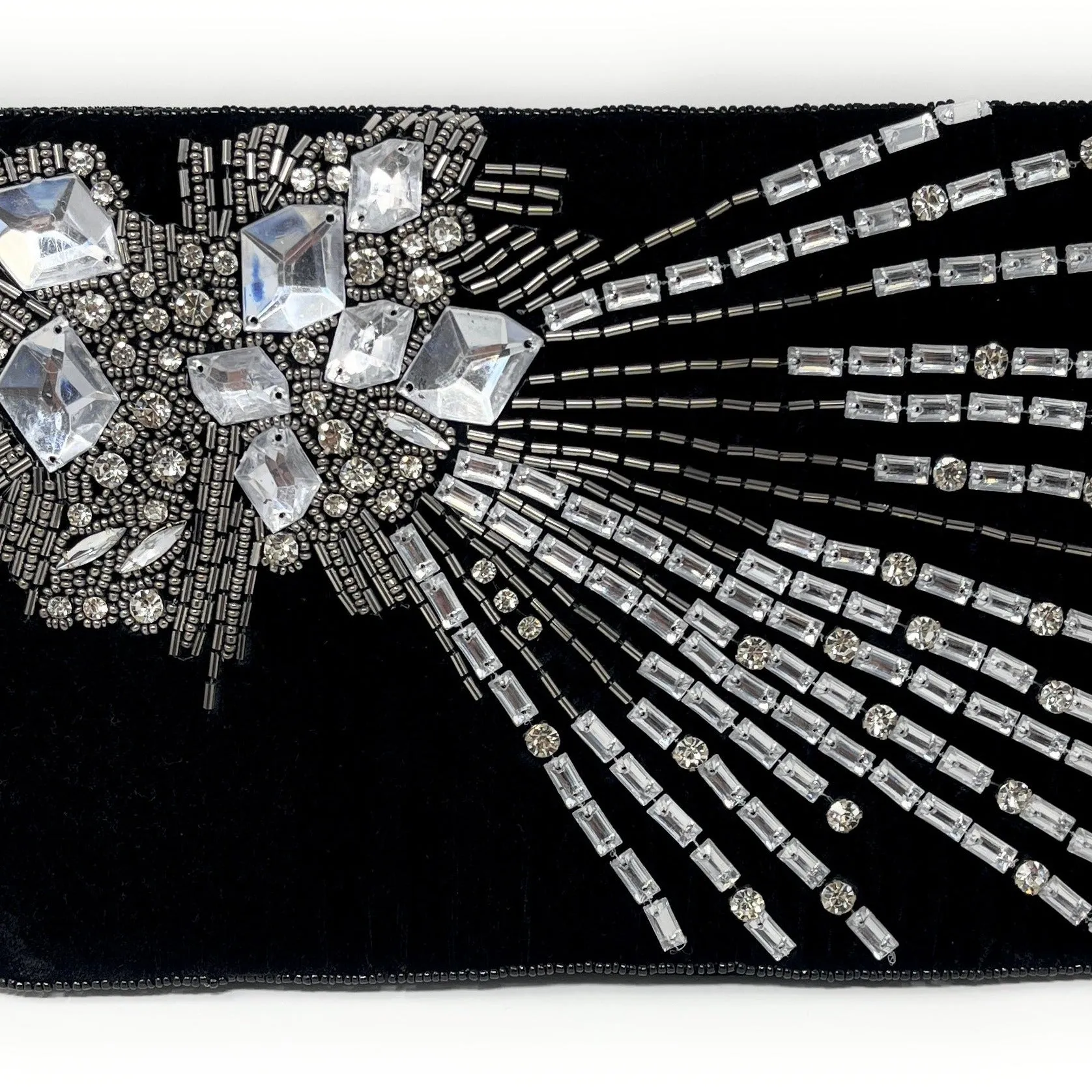 Moonlight Velvet Beaded Clutch Purse