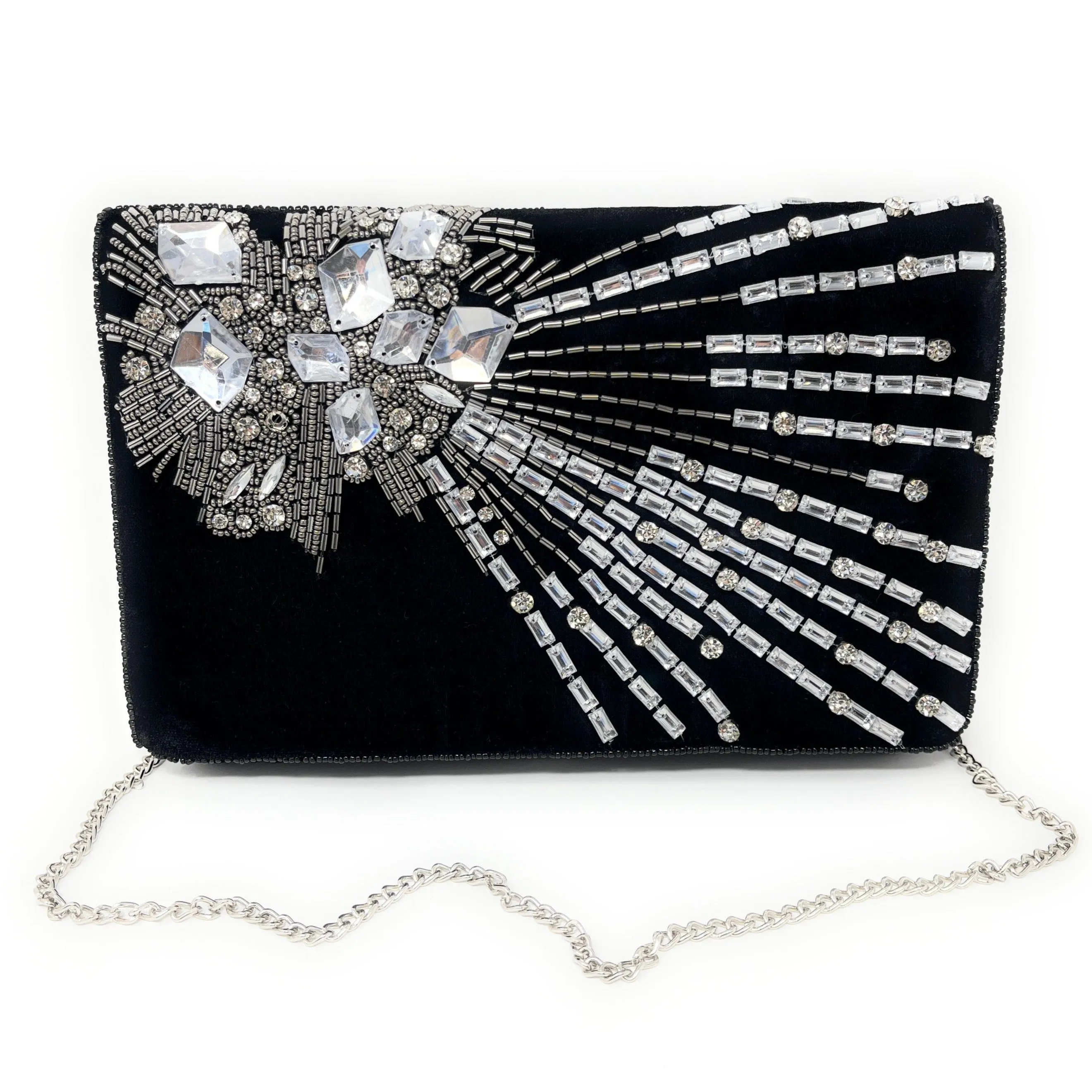 Moonlight Velvet Beaded Clutch Purse