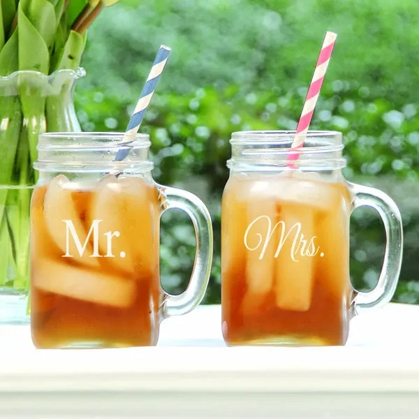 Mr. & Mrs. Old Fashioned Drinking Jar Set