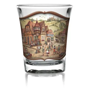 Oktoberfest Shot Glass Village Dancers Clear