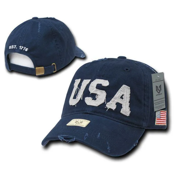 Patriotic USA Flag 1776 America Vintage Feel Distressed Baseball Dad Caps Hats