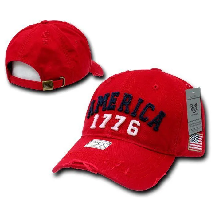 Patriotic USA Flag 1776 America Vintage Feel Distressed Baseball Dad Caps Hats