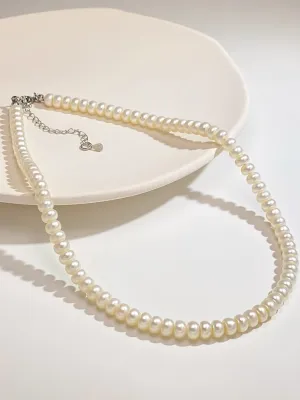 Pearl Necklace 925 Sterling Silver Natural Pearl Women's Jewelry Nickel Free Fine Jewelry