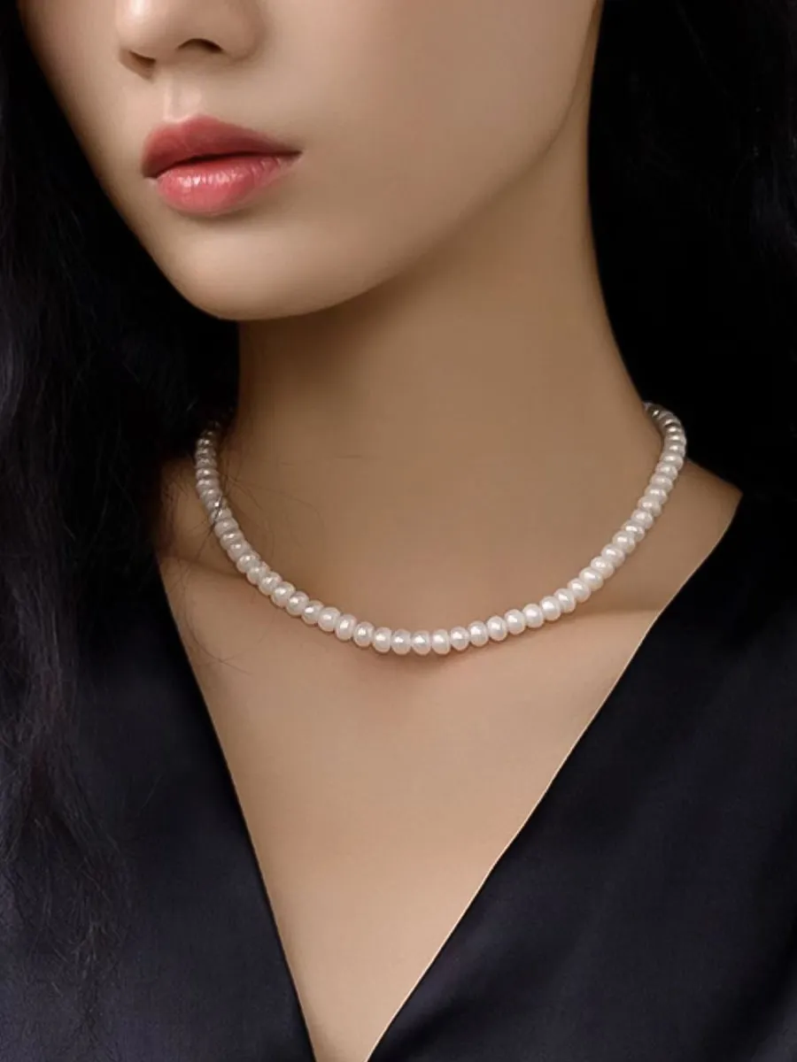 Pearl Necklace 925 Sterling Silver Natural Pearl Women's Jewelry Nickel Free Fine Jewelry