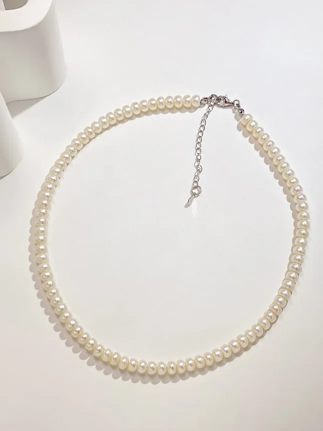 Pearl Necklace 925 Sterling Silver Natural Pearl Women's Jewelry Nickel Free Fine Jewelry