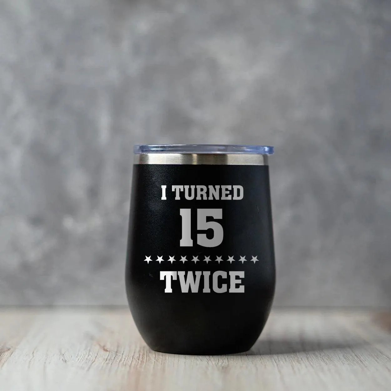 Personalized Turned Twice Birthday Wine Tumblers 12oz