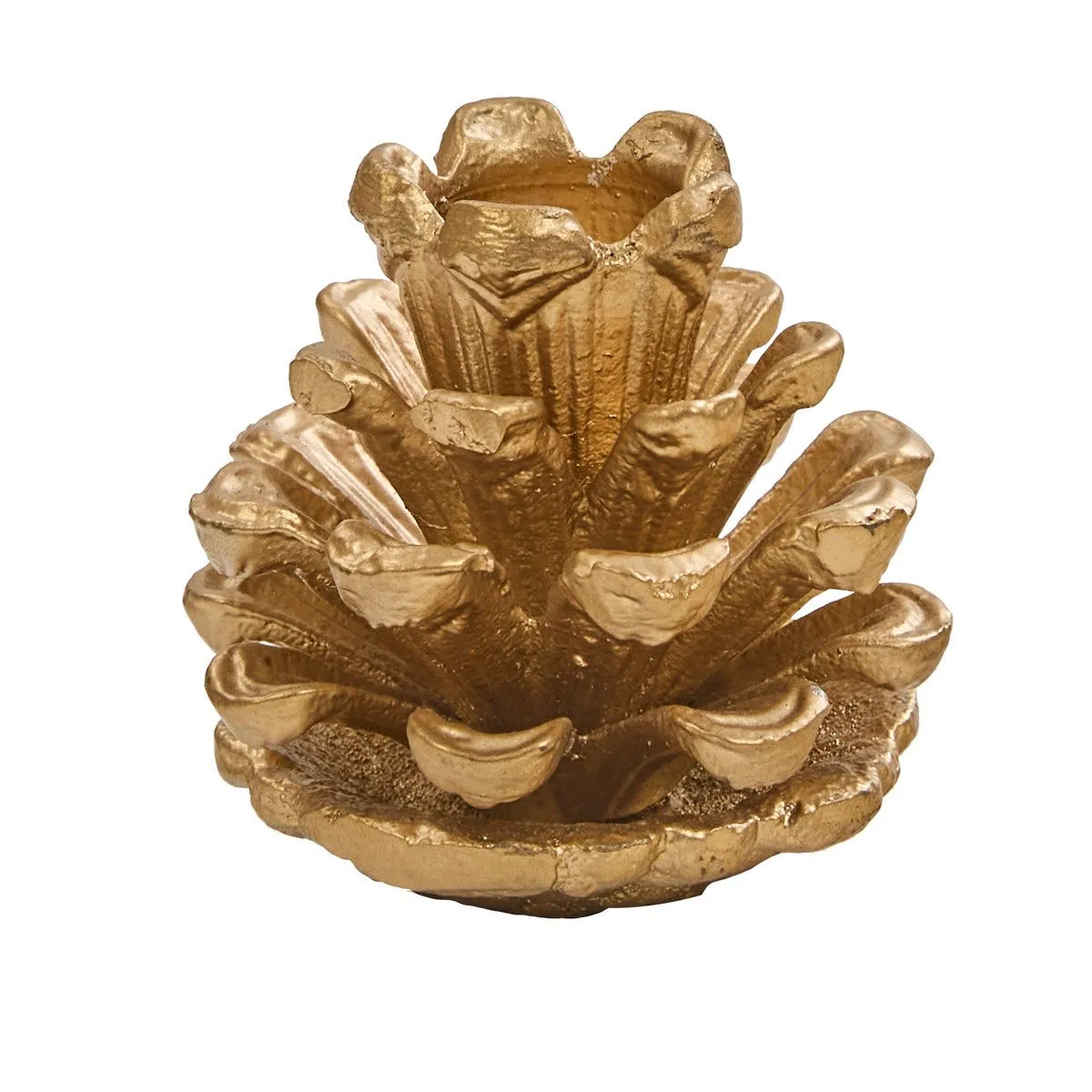 Pinecone 2.5" Taper Holder - Gold - Set of 2