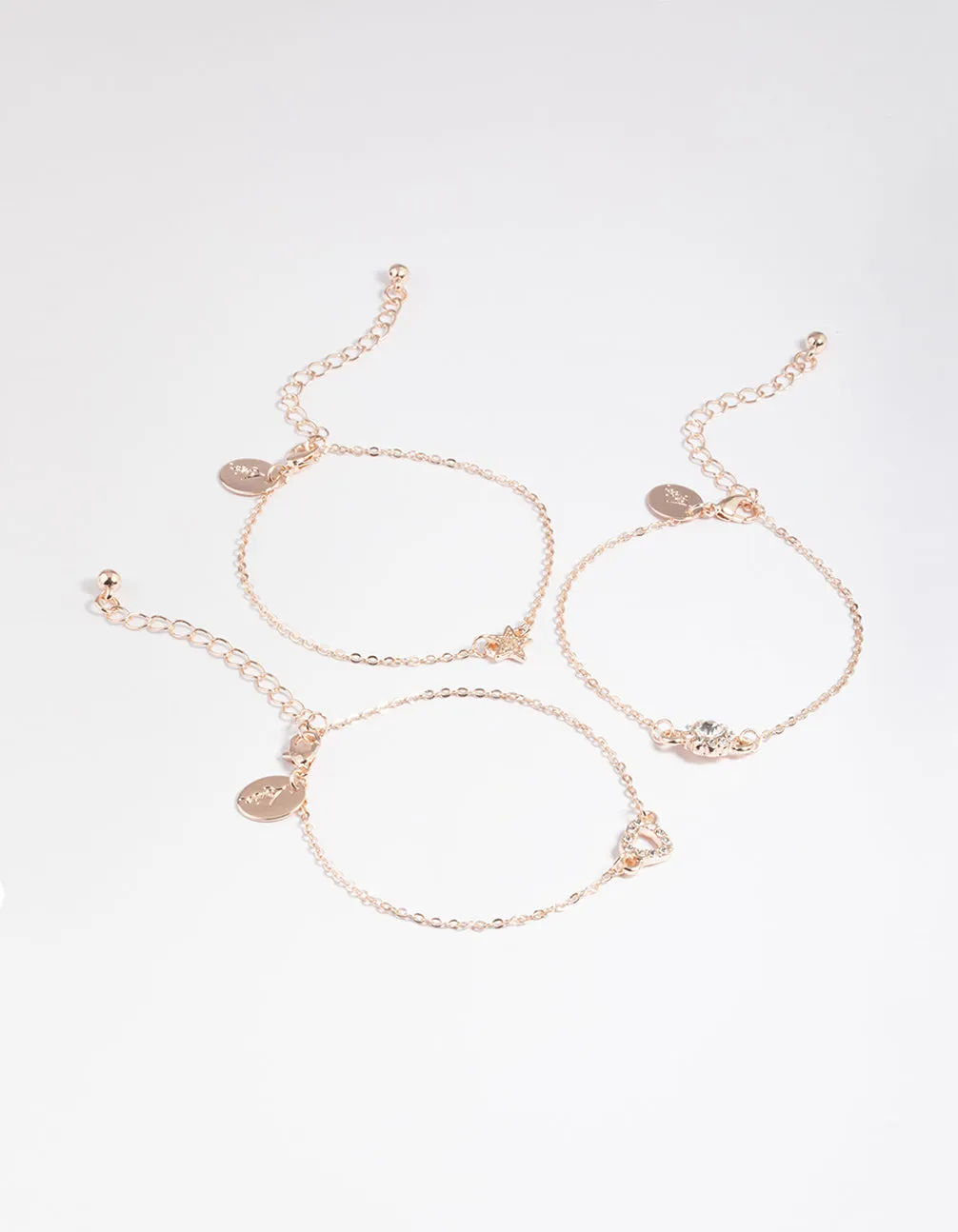 Rose Gold Star & Heart Bracelet Pack