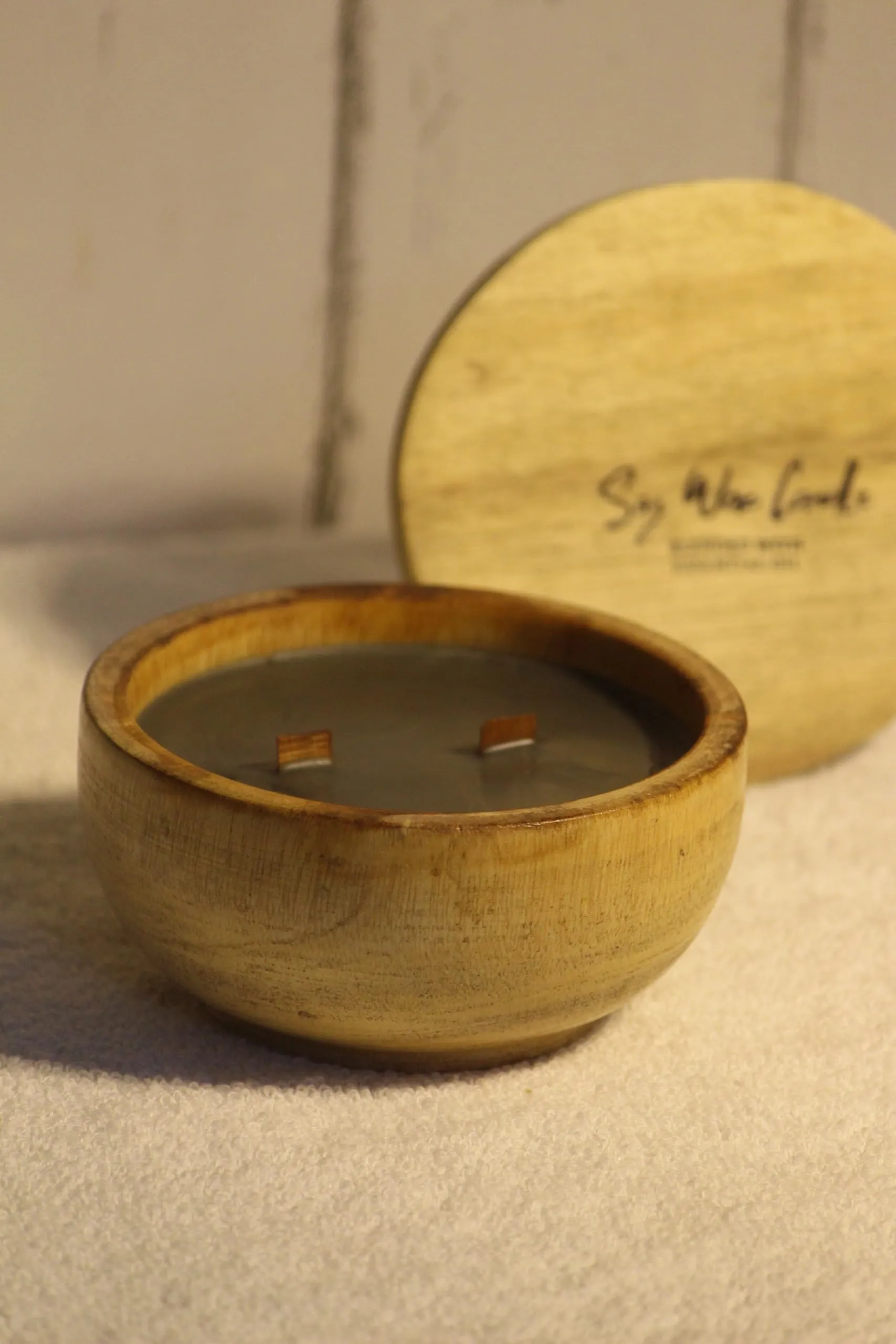 SANGNIMA Wooden Bowl Candle | Cedar Patchouli Fragrance Candle | 100% Soy Wax Scented Candles | Long-Lasting Aroma Candles | 130 gm Wooden Scented Candles for Home Decor