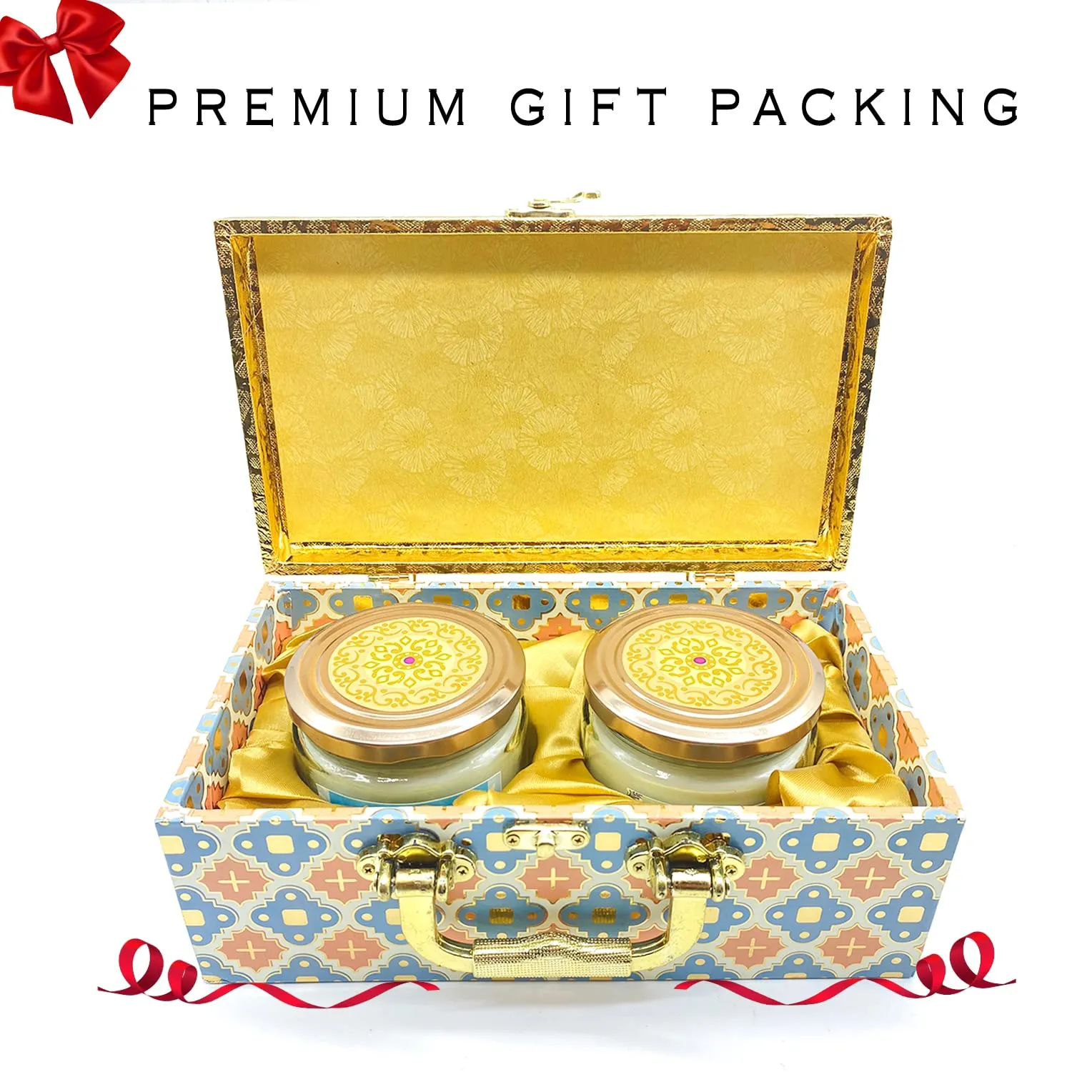 Scented Candles Gift Set for Men and Women in Wooden Box Premium Packaging (Mogra and Sandalwood 250gm Each) | Scented Candles for Gifting