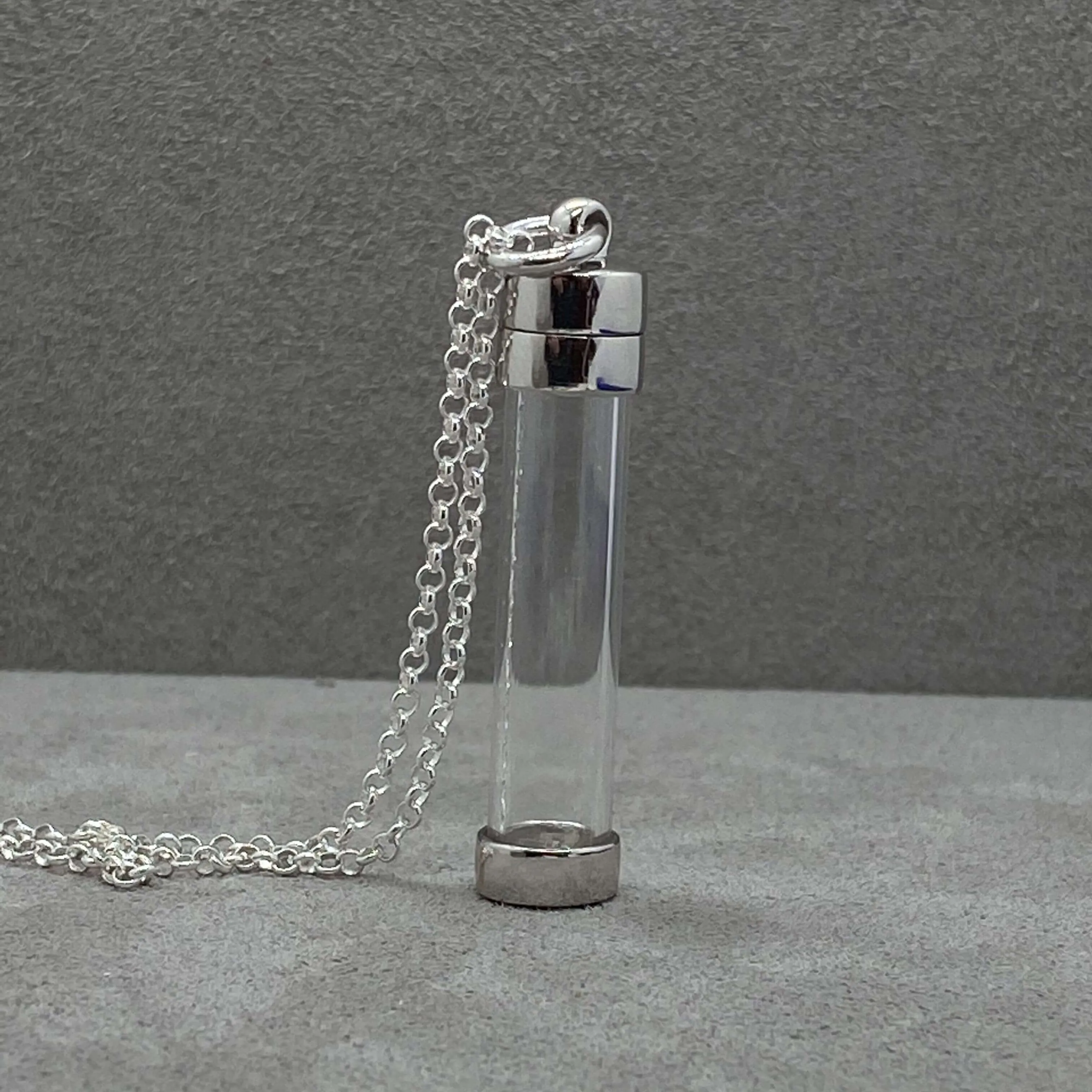 Screw Top Sterling Silver Glass Vial Locket Pendant