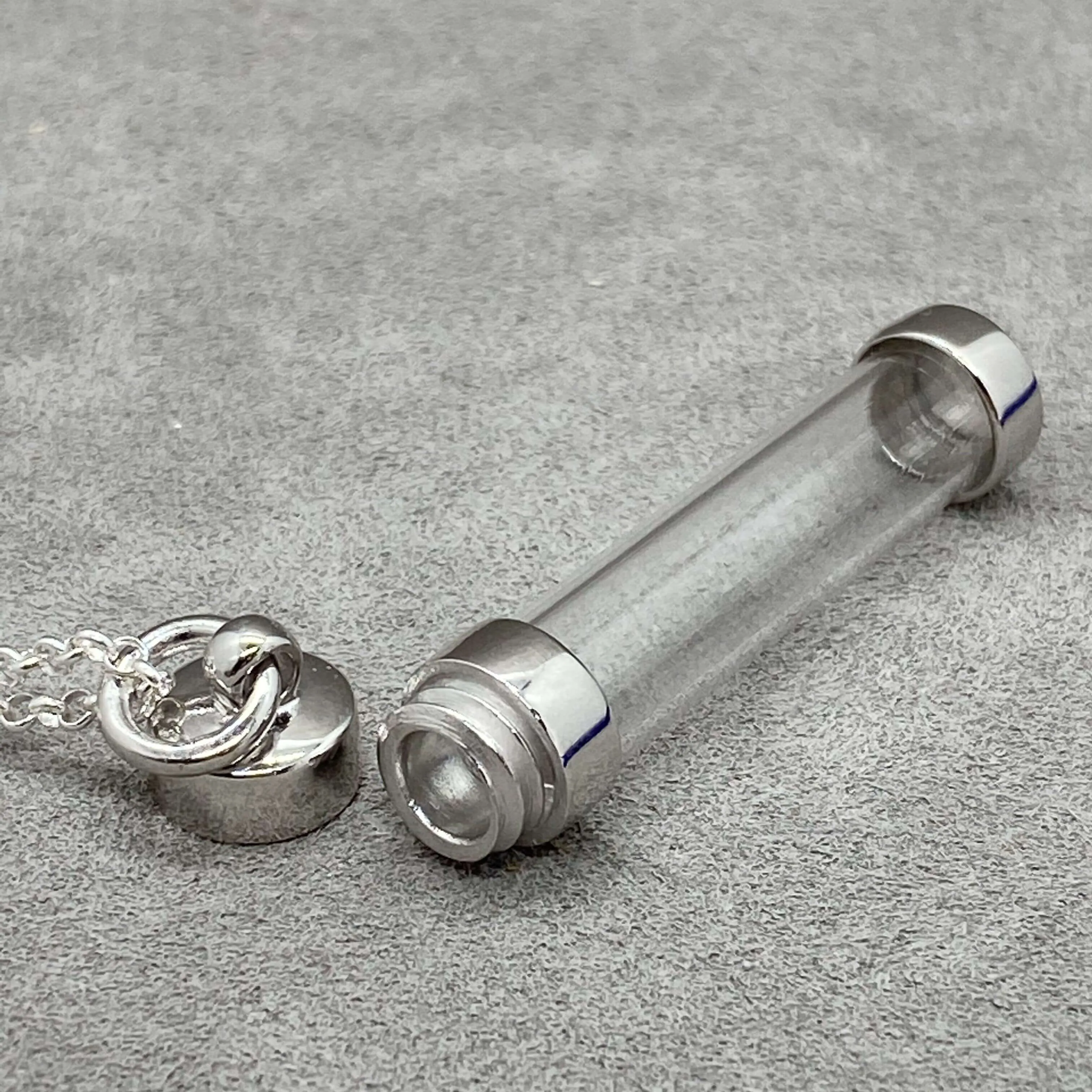 Screw Top Sterling Silver Glass Vial Locket Pendant