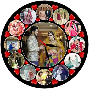 Shri Kanth Art® Customized Wall Clock with Photo - Couple Round Shape Photo Frame - Watch Photo Frame - Your Memories Photo Frame - Photo Frame for Decorations - Home Decore Photo Frame