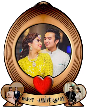 Shri Kanth Art® Customized Wooden Photo Frame Gift for Couples | Anniversary Gift for Husband and Wife | Wall Mount Décor | | Personalized Cutout Photo Frame | Oval Shape Photo Frame (Size 8 x 10)