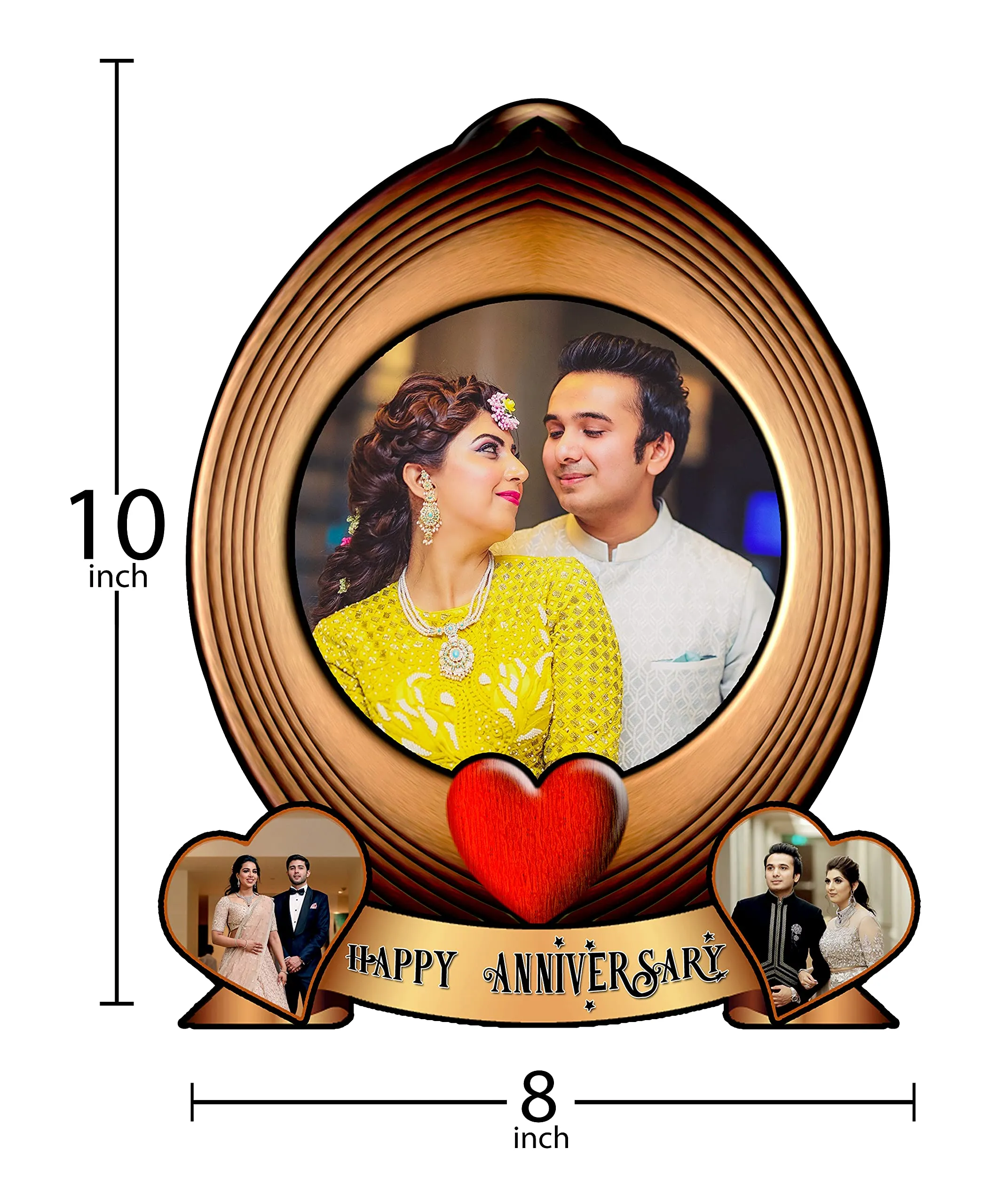 Shri Kanth Art® Customized Wooden Photo Frame Gift for Couples | Anniversary Gift for Husband and Wife | Wall Mount Décor | | Personalized Cutout Photo Frame | Oval Shape Photo Frame (Size 8 x 10)