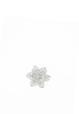 Silver Filigree Rose Pin