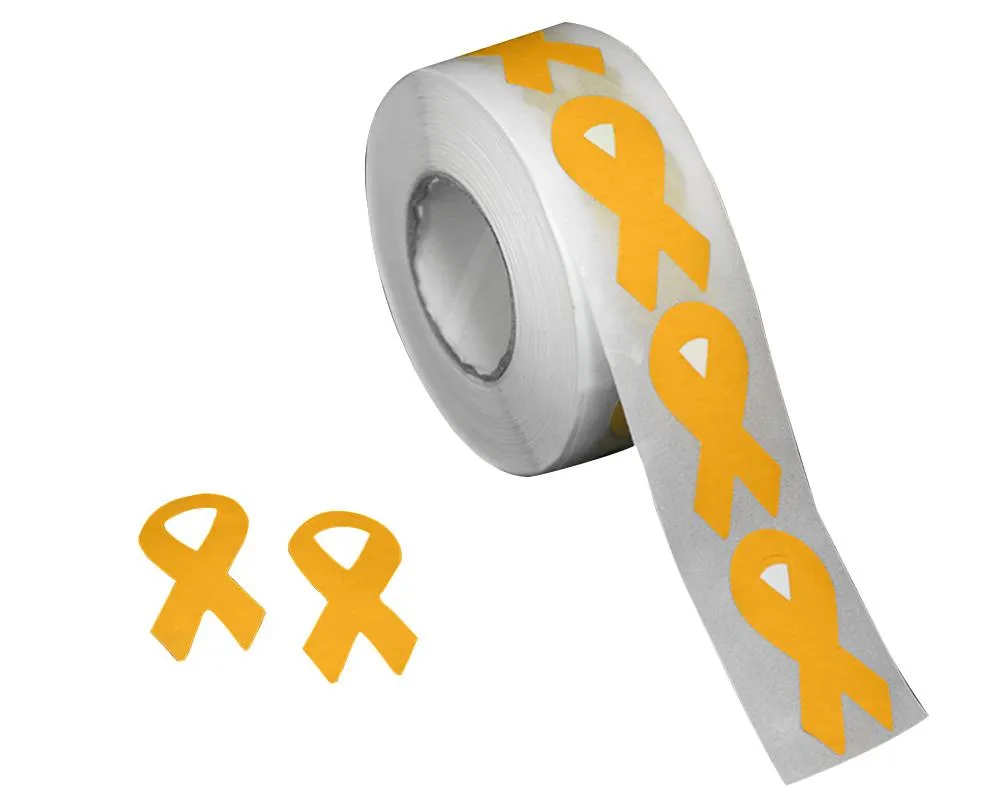 Small Gold Ribbon Stickers (250 per Roll)