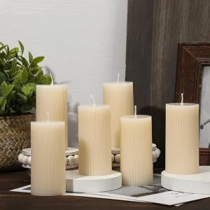 Soy Wax Set of 6 Unscented Pillar Candle (2 * 4), Pillar Candles for Home Decor, Pillar Candles, Candles for Home Décor (Ivory)