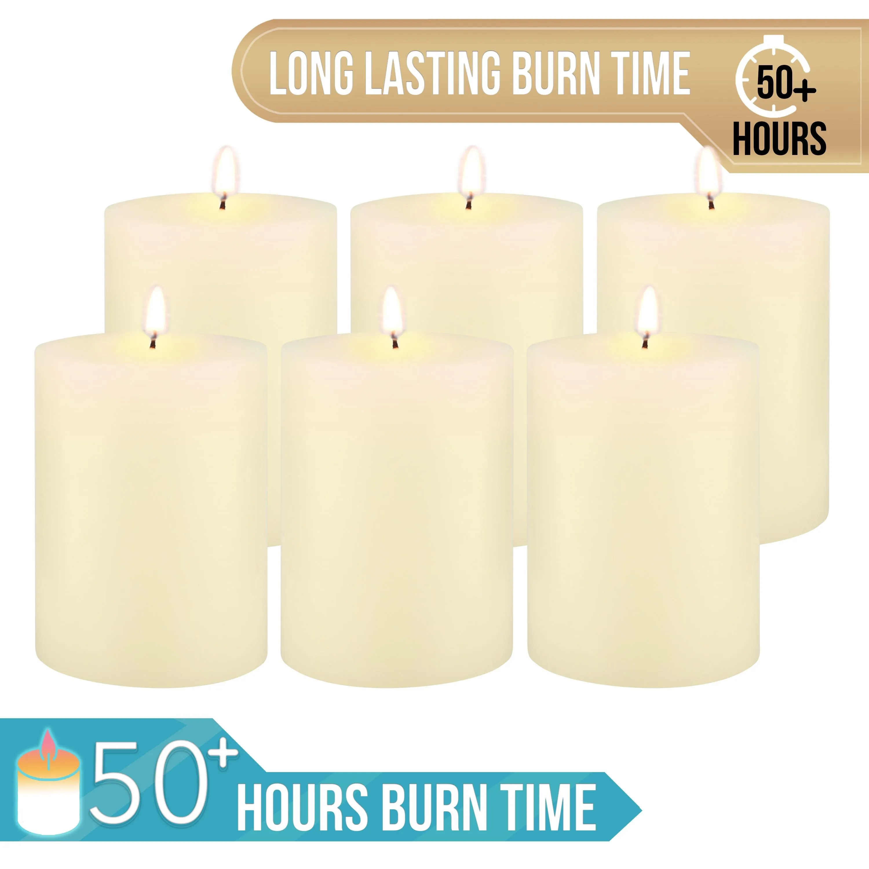 Stonebriar Unscented 3" x 4" 1-Wick Ivory Pillar Candles, 6 Pack