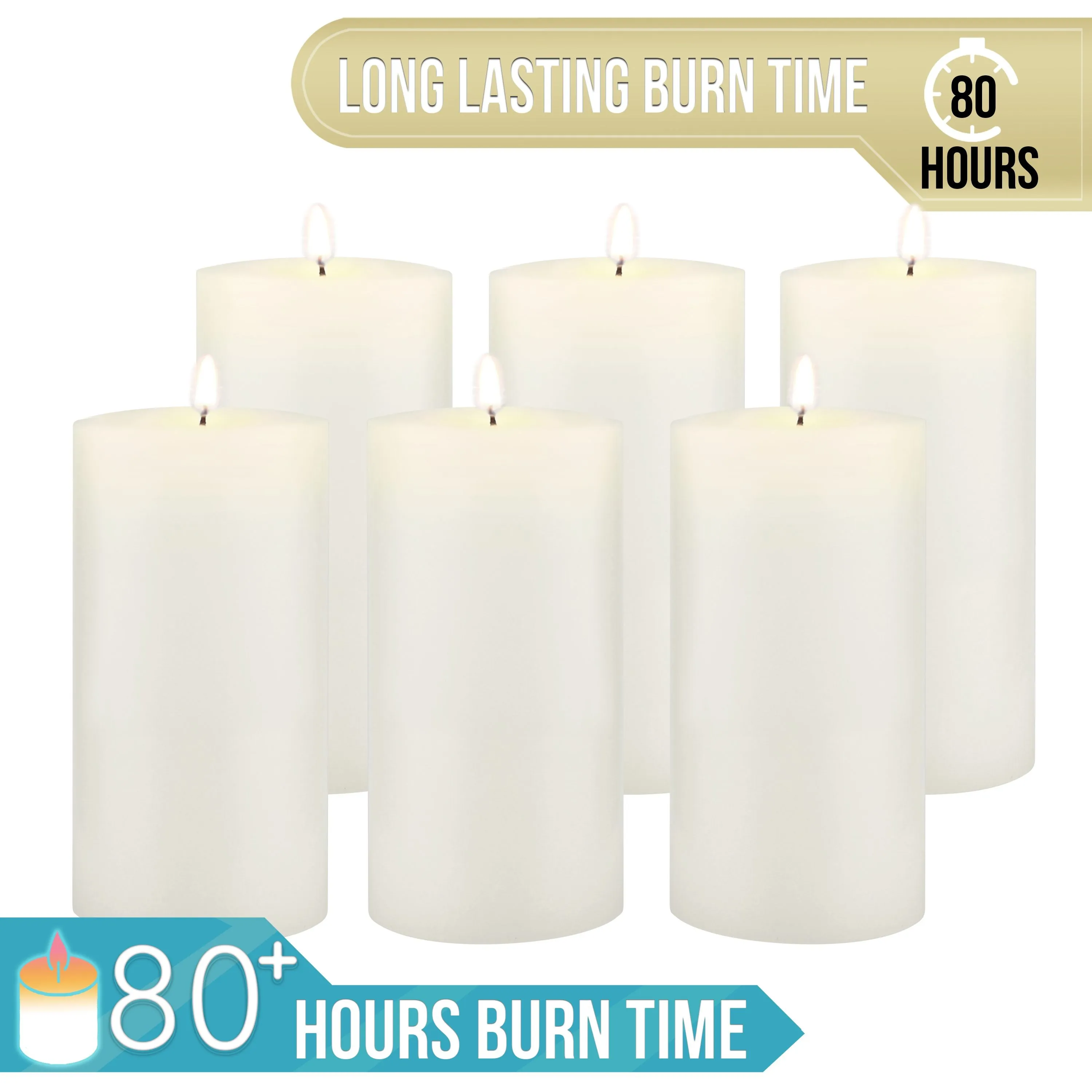 Stonebriar Unscented 3" x 6" 1-Wick White Pillar Candles, 6 Pack (WS)