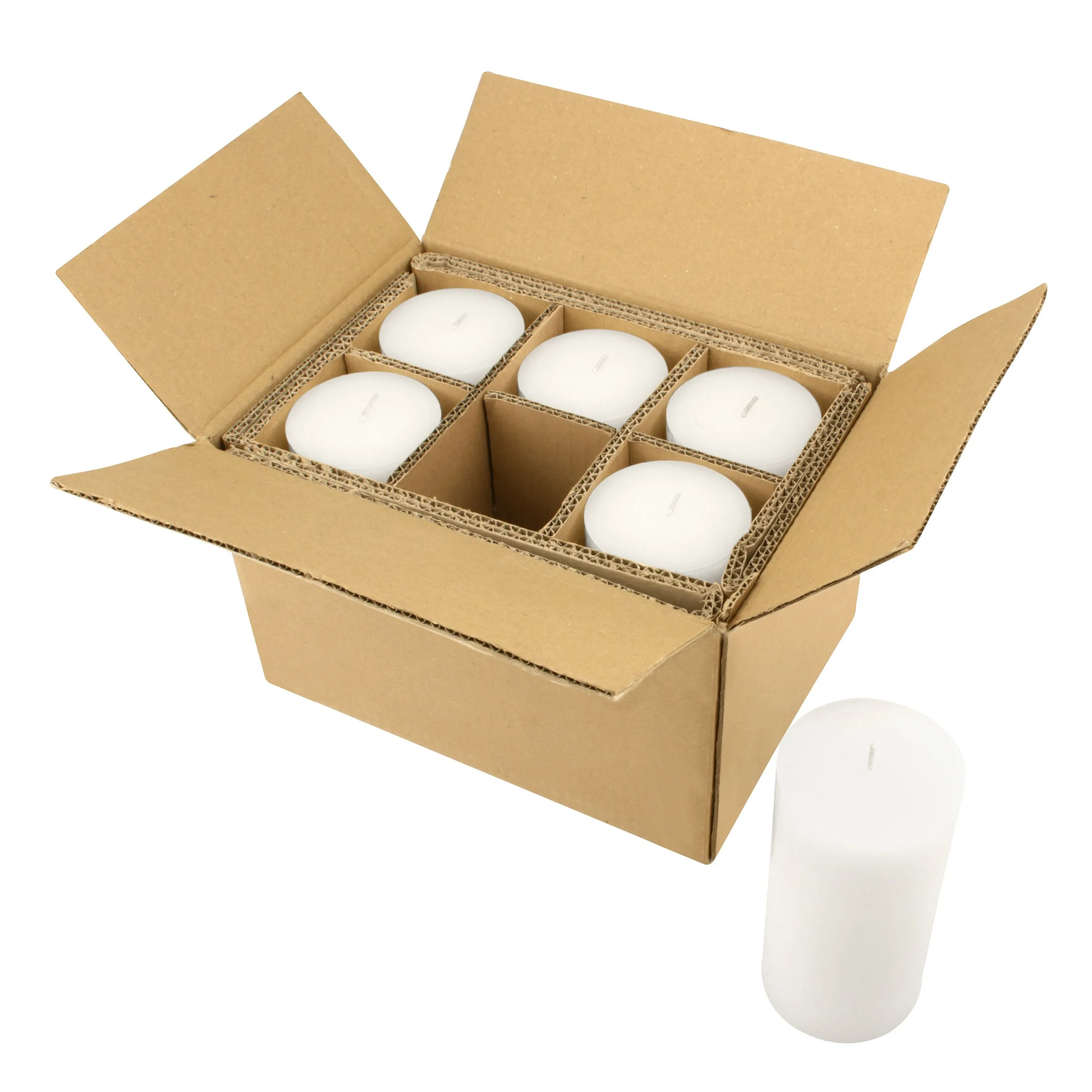 Stonebriar Unscented 3" x 6" 1-Wick White Pillar Candles, 6 Pack (WS)