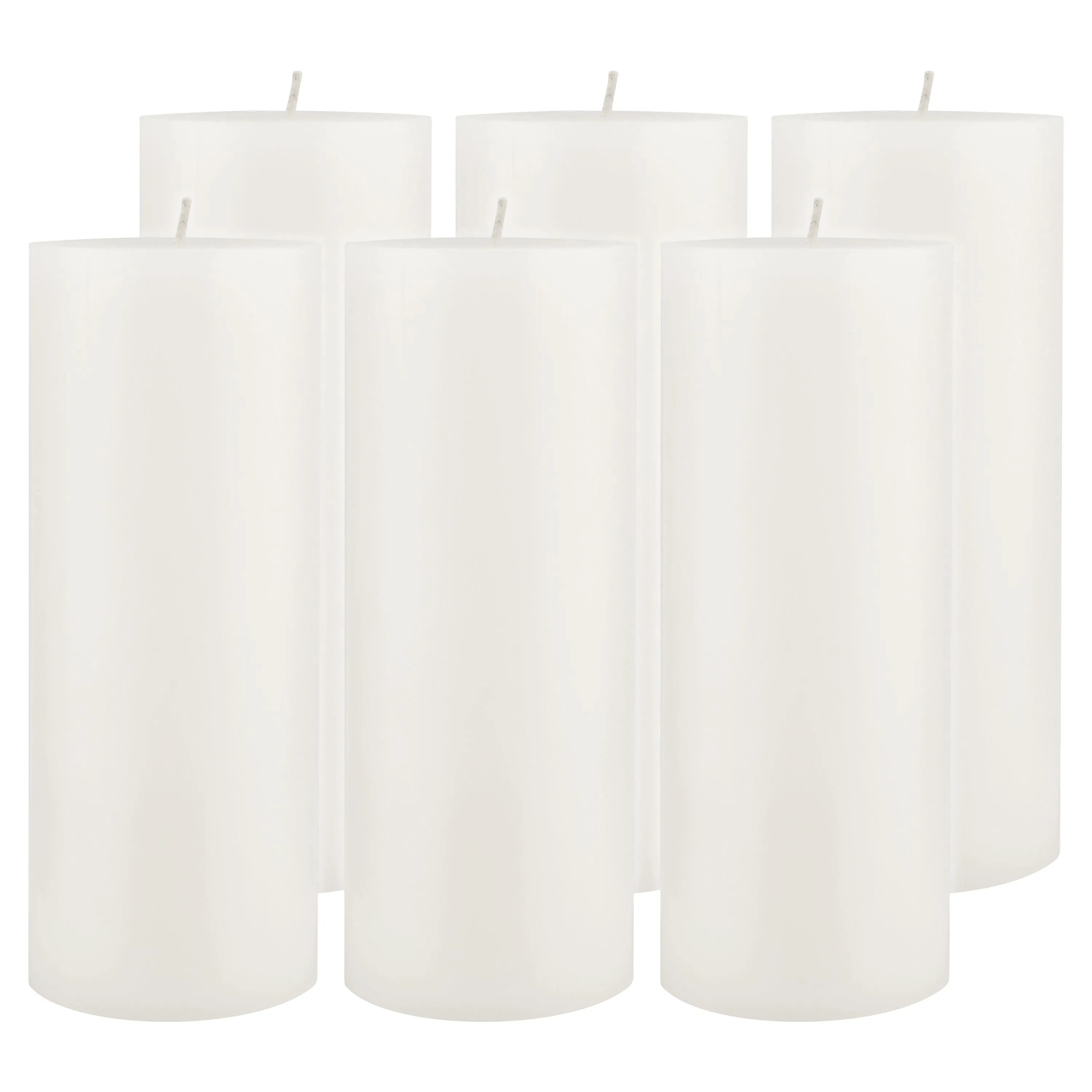 Stonebriar Unscented 3" x 8" 1-Wick White Pillar Candles, 6 Pack