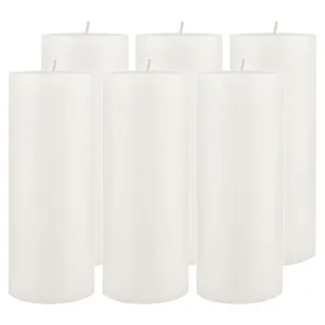 Stonebriar Unscented 3" x 8" 1-Wick White Pillar Candles, 6 Pack