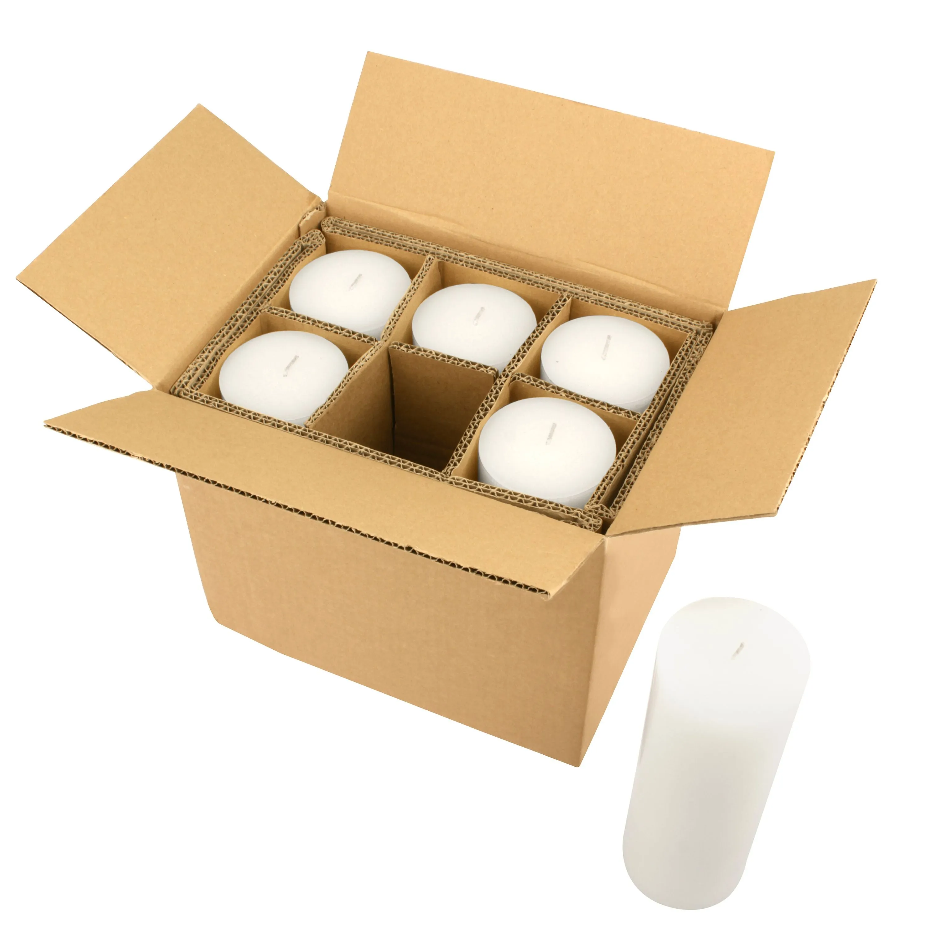 Stonebriar Unscented 3" x 8" 1-Wick White Pillar Candles, 6 Pack