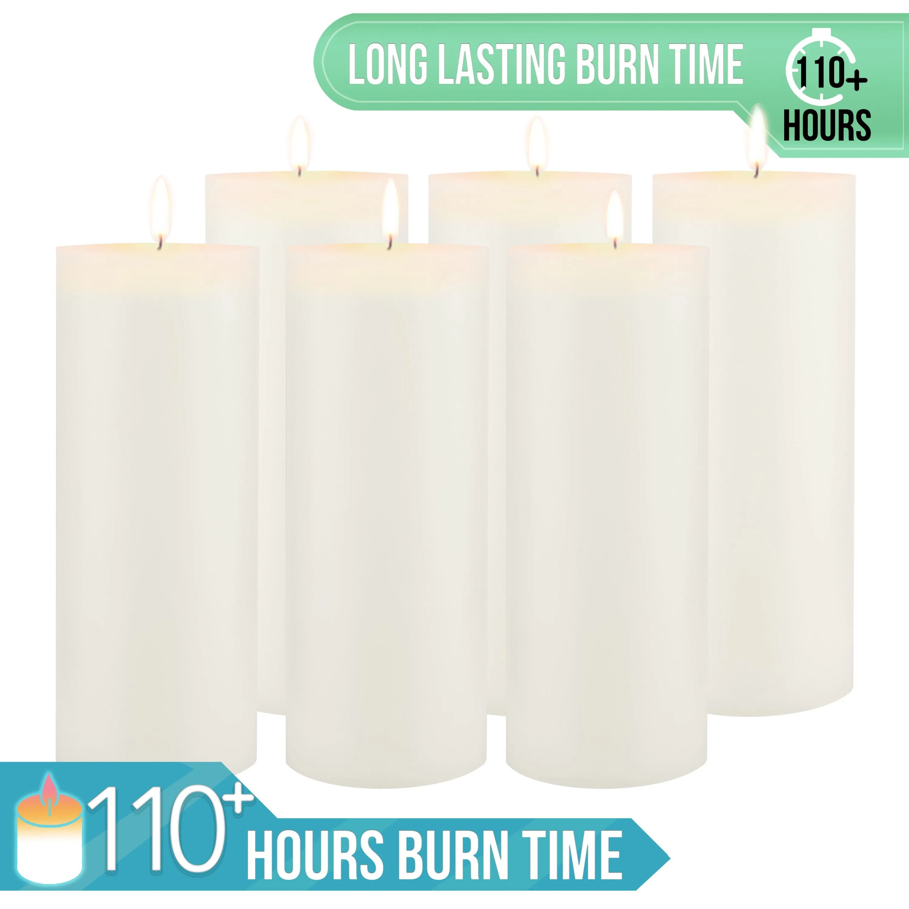 Stonebriar Unscented 3" x 8" 1-Wick White Pillar Candles, 6 Pack